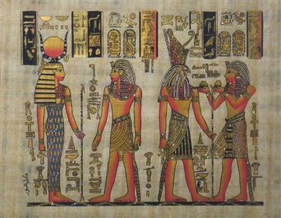 #56 Tutankhamun before Hathor, Tutankhamun offering to Horus Glitter Papyrus