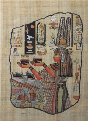 #78  Nefertari making an offering Papyrus