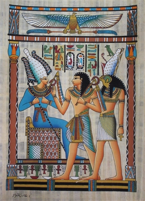 #8 Hourmoheb stands before Osiris and Horus Papyrus