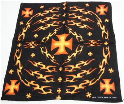 BANDANA-TRIBAL FLAMES & CROSS