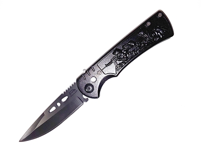 CA102 Automatic Knife Black Handle With Army Men