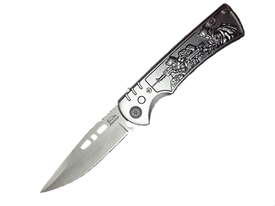 CA103 Automatic Knife Silver Handle With Army Men