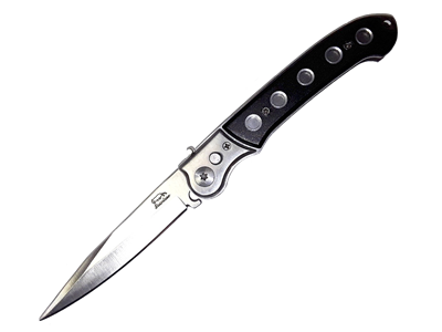 CA108 Automatic Knife Black and Silver Handle With Holes