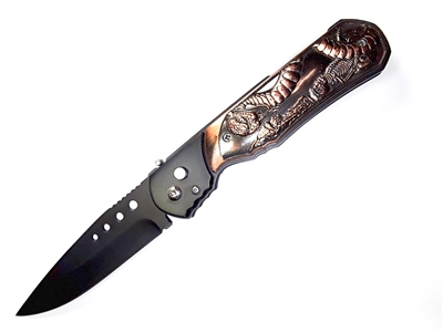 CE71 Automatic Knife With Snake and Skeleton Design Handle