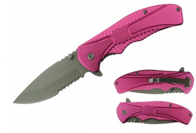 COK270204PK Pink Aluminum Handle Spring Assisted Knife
