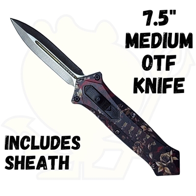 EL79 7.5" Skulls and Roses Medium OTF Knife