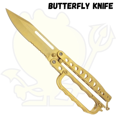 Knuckle Butterfly Knife Gold