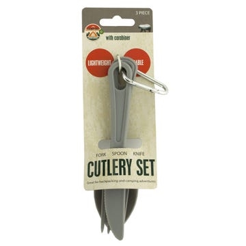 3-piece Camping Cutlery Set with Carabiner