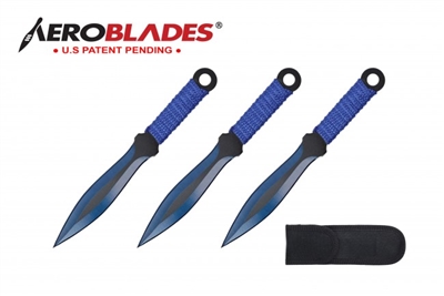 6.5" Blue Set of 3 Throwing Knives