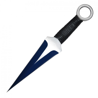 1PC 12" two tone blue kunai with cord wrapped handle