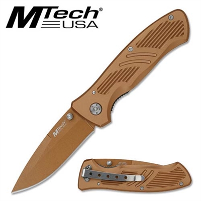 Mtech Folder Knife With Gold Color Coated 440 Stainless Steel Blade MT-421GD