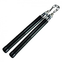 12" Black Wooden Nunchaku With Metal Chain Link