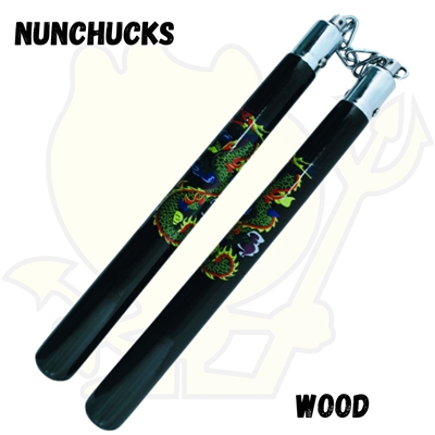 12" Wooden Nunchaku With Metal Chain Link