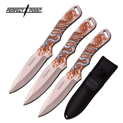 3PC. PERFECT POINT PP-112-3SY THROWING KNIFE SET 8" OVERALL