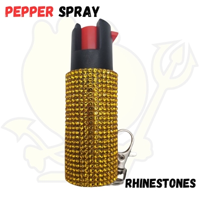 CH-31GDD CHEETAH PEPPER SPRAY Gold Rhinestones