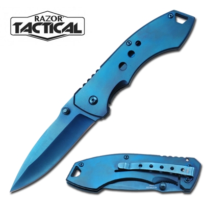 RT-7059BL Spring Assisted Knife Blue