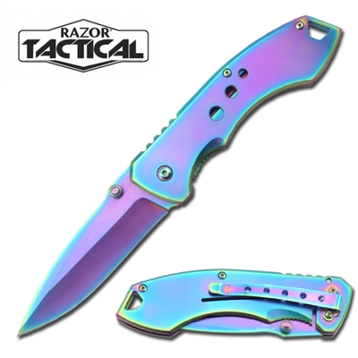 RT-7059RB Spring Assisted Knife Rainbow