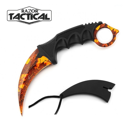 RT-7064OC Orange Camo 7 1/2" Karambit Knife