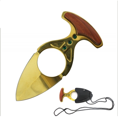 RT-7111GD Gold 3" Neck Knife with Sheath