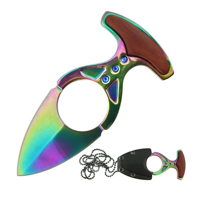 RT-7111RB Rainbow 3" Neck Knife with Sheath
