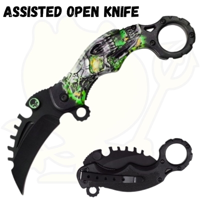 AO162 7142GN 4.5" SPRING ASSIST POCKET KNIFE