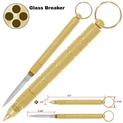 Self Defense 2 in 1 Steel Kubaton Keychain Gold