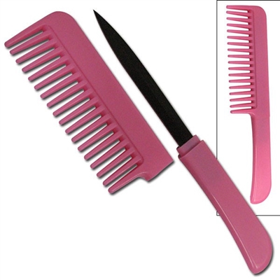 Pink Comb with Hidden Knife