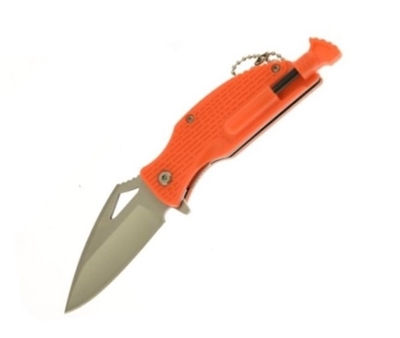 Blaze Orange Assisted Opening Fire Starer Pocket Knife with Key Chain 6.5 Inches