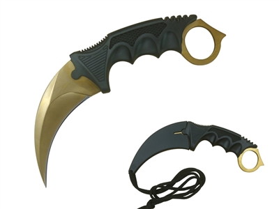 FB168 T222002BK-2 Gold 7 1/2" Karambit Knife