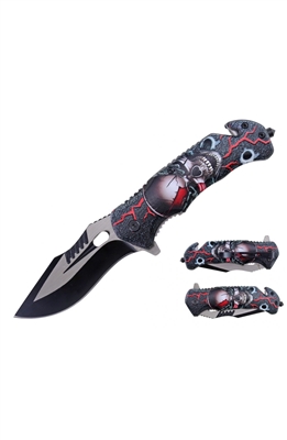 T27104 8.5" 3D Printed Handle Folding Knife w Belt Cutter G. Break