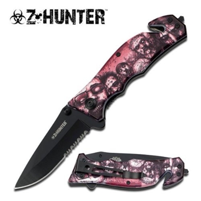 ZB-091PK Z-HUNTER MOB PINK Assisted Opening RESCUE KNIFE