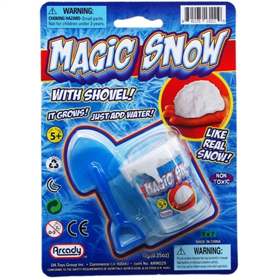 ARM029 Magic Snow Set in 2" cup W/3" Shovel on Card, 4 Assrt