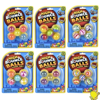 ba-27cas 1" Hi-Bounce Balls Assortment Carded