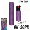 CH-20PR Purple Rhinestones Lipstick Stun Gun and Pepper Spray Combo