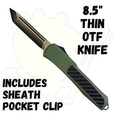 EL155 OTF Knife 8.5" Thin Handle with Carbon Fiber