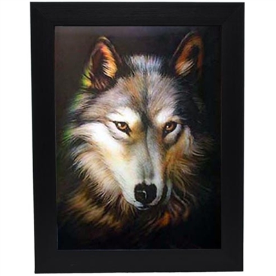 LED Framed 3D Picture Red Wolf