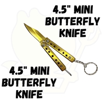 SDGD1 4.5" Mini Keychain Butterfly Knife Gold