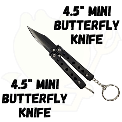 SDBK1 4.5" Mini Keychain Butterfly Knife Black