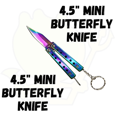 SDRB1 4.5" Mini Keychain Butterfly Knife Rainbow