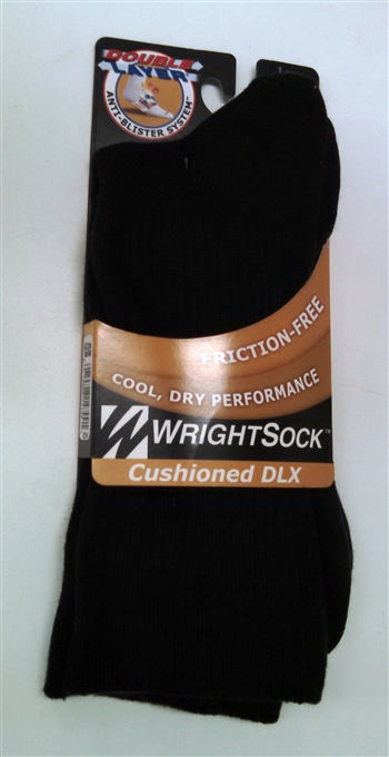 NEW Wright Cushioned DLX Black Crew Socks
