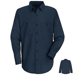 Navy Blue Long Sleeve Work Shirt, regular length