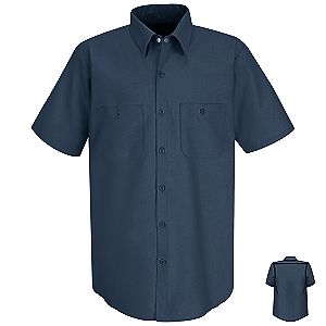 Navy Blue Short Sleeve Shirt, Tall