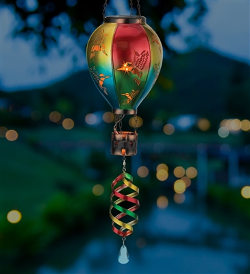 Hot Air Balloon Spinner Solar Lantern - Hummingbird