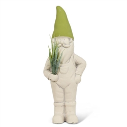 Large Garden Gnome with Plant