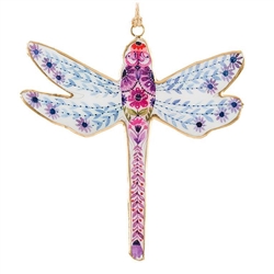 Large Dragonfly Ornament Pink/Blue