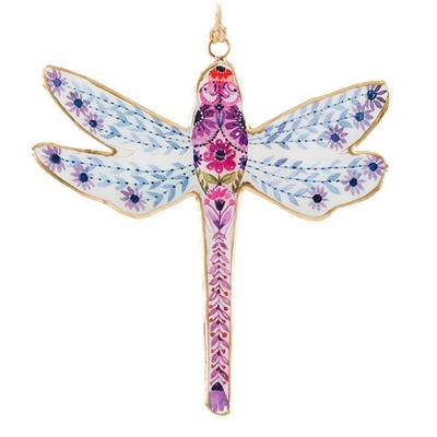Large Dragonfly Ornament Pink/Blue