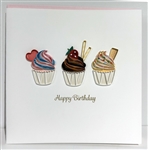 Quilling Card "Happy Birthday - Cupcake Trio"