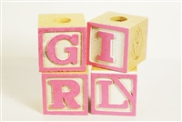 Decorative Baby Wood Blocks Baby Shower Decoration Baby Girl Pink Pattern Letter
