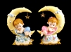 Baby with Moon Baby Shower Cake Top Decoration Centerpiece Ceramic 7.75"H