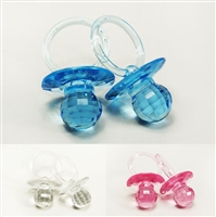 2-1/2" 2.5" Large Clear Diamond Cut Blue Clear Pink Pacifiers Baby Shower Game Party Decoration Favors